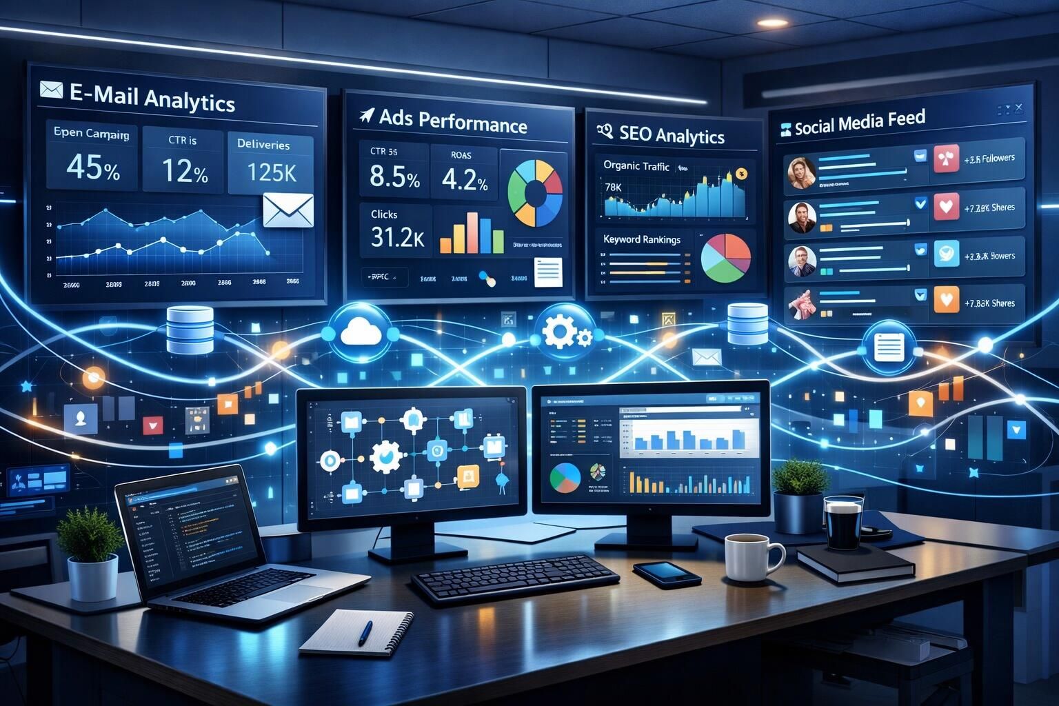 entdecken sie, wie omnichannel-orchestrierung e-mail, ads, seo und social media nahtlos automatisiert synchronisiert, um marketingkampagnen effektiv zu optimieren und zielgruppen über alle kanäle hinweg anzusprechen.